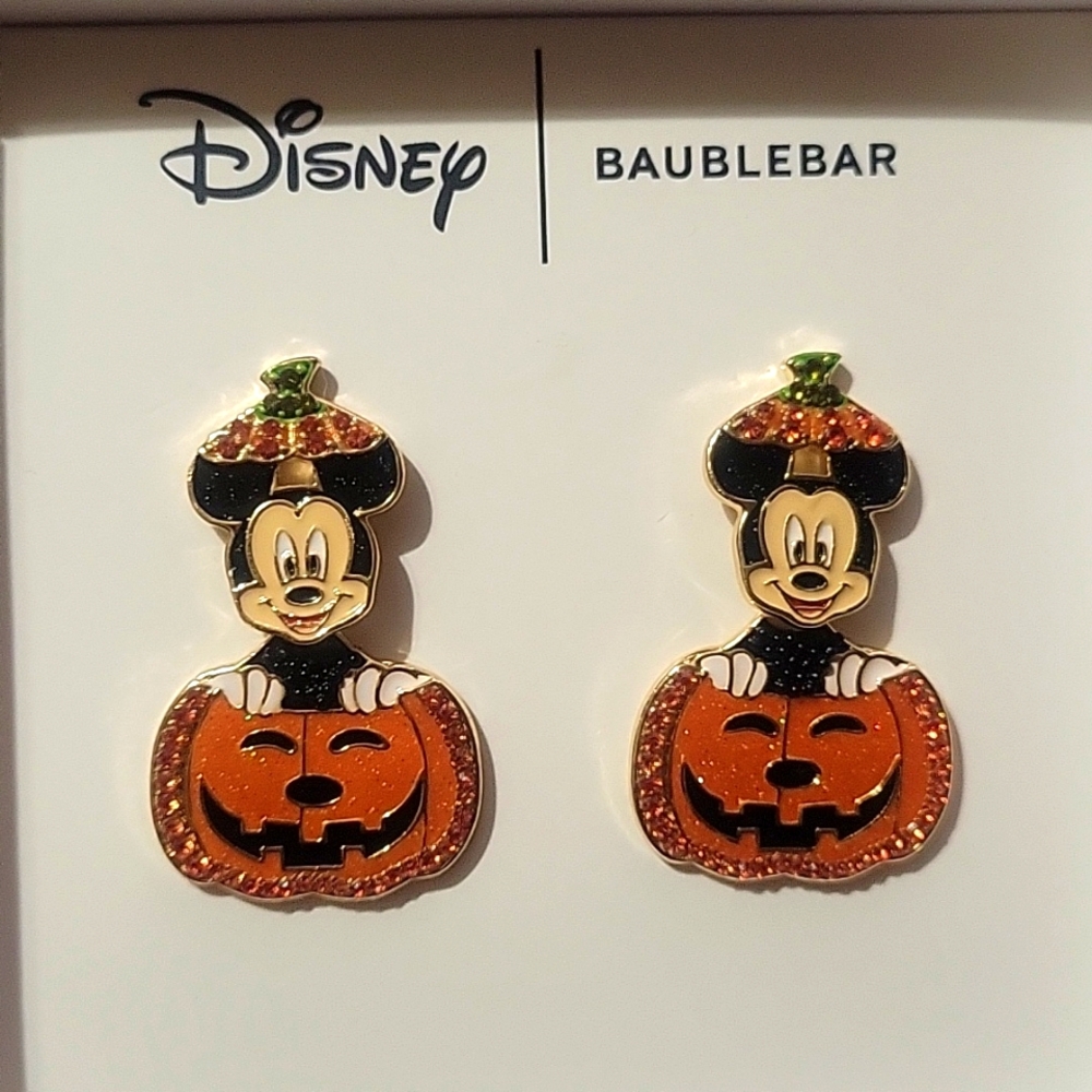 Disney Baublebar Pumpkin Mickey Halloween earrings